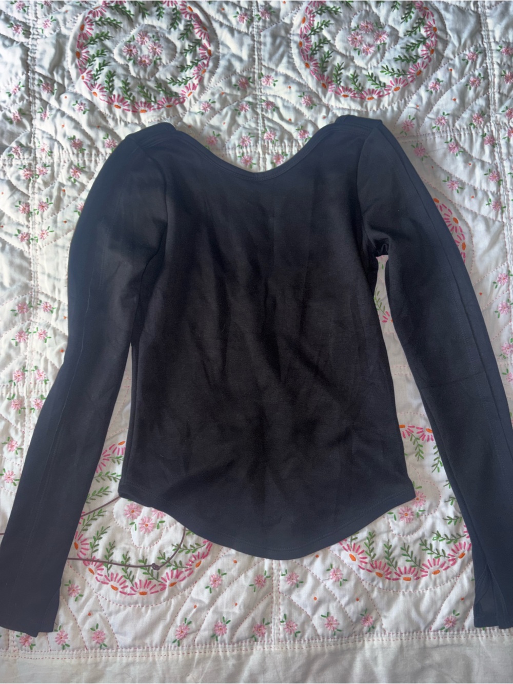 HYFVE Black Long Sleeve Square Neck Top